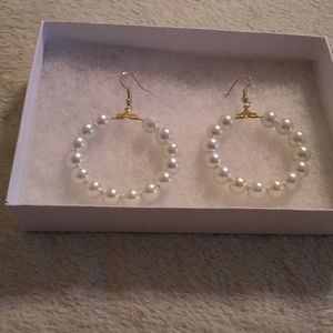 Handmade White Glass Pearl Earrings
